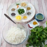 ndian Lemon Rice (Chitranna) ingredients gathered and ready to marry