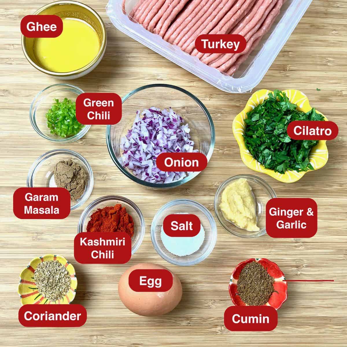 Air Fryer Turkey Burger ingredients gathered.